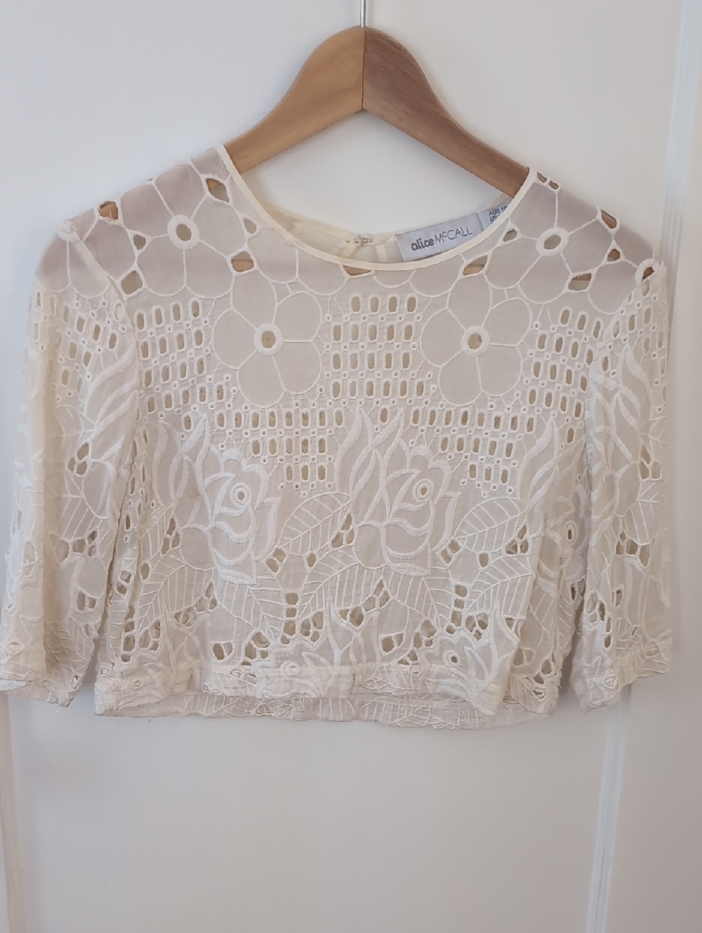 Alice McCALL Cream Floral Lace Cropped Top